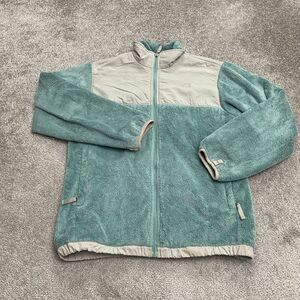 The North Face Denali Polartec Fleece Jacket Girls XL Green Gray Outdoor Hiking